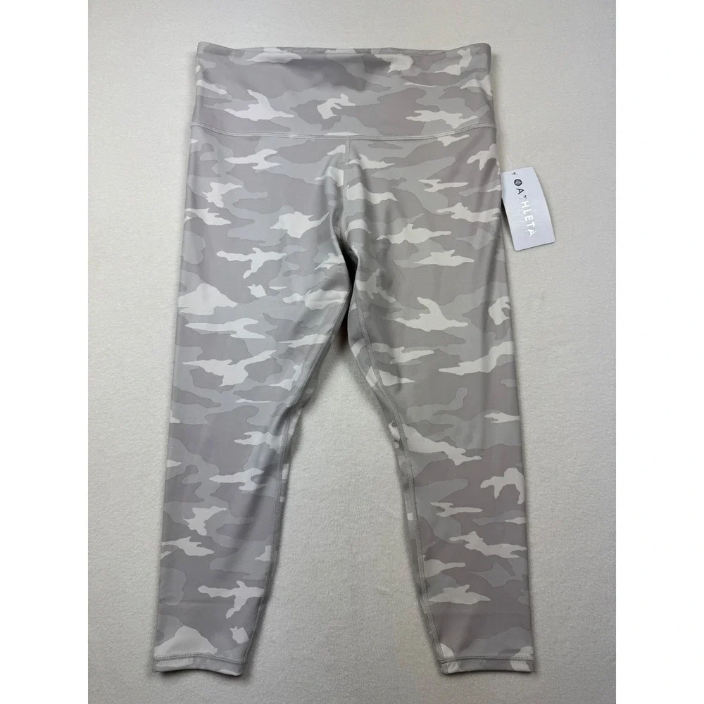 Athleta Elation 7/8 Tights 1X Gray Camo High Rise Leggings NWT 25